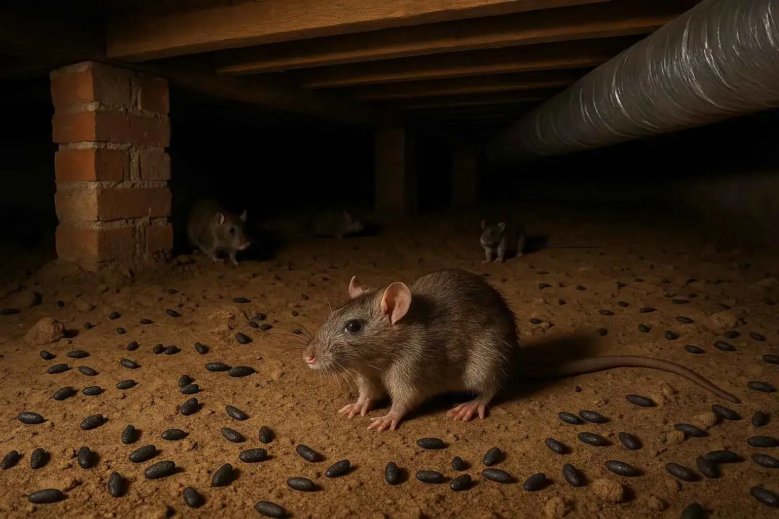 Dératisation d'un vide sanitaire envahi par les rats